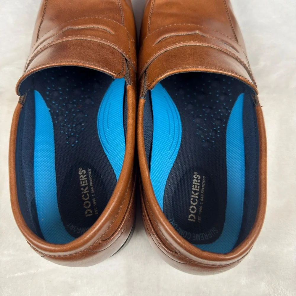 Dockers Men's Emerson Penn Business Casual Penny Loafers Cognac Brown Size 10 W